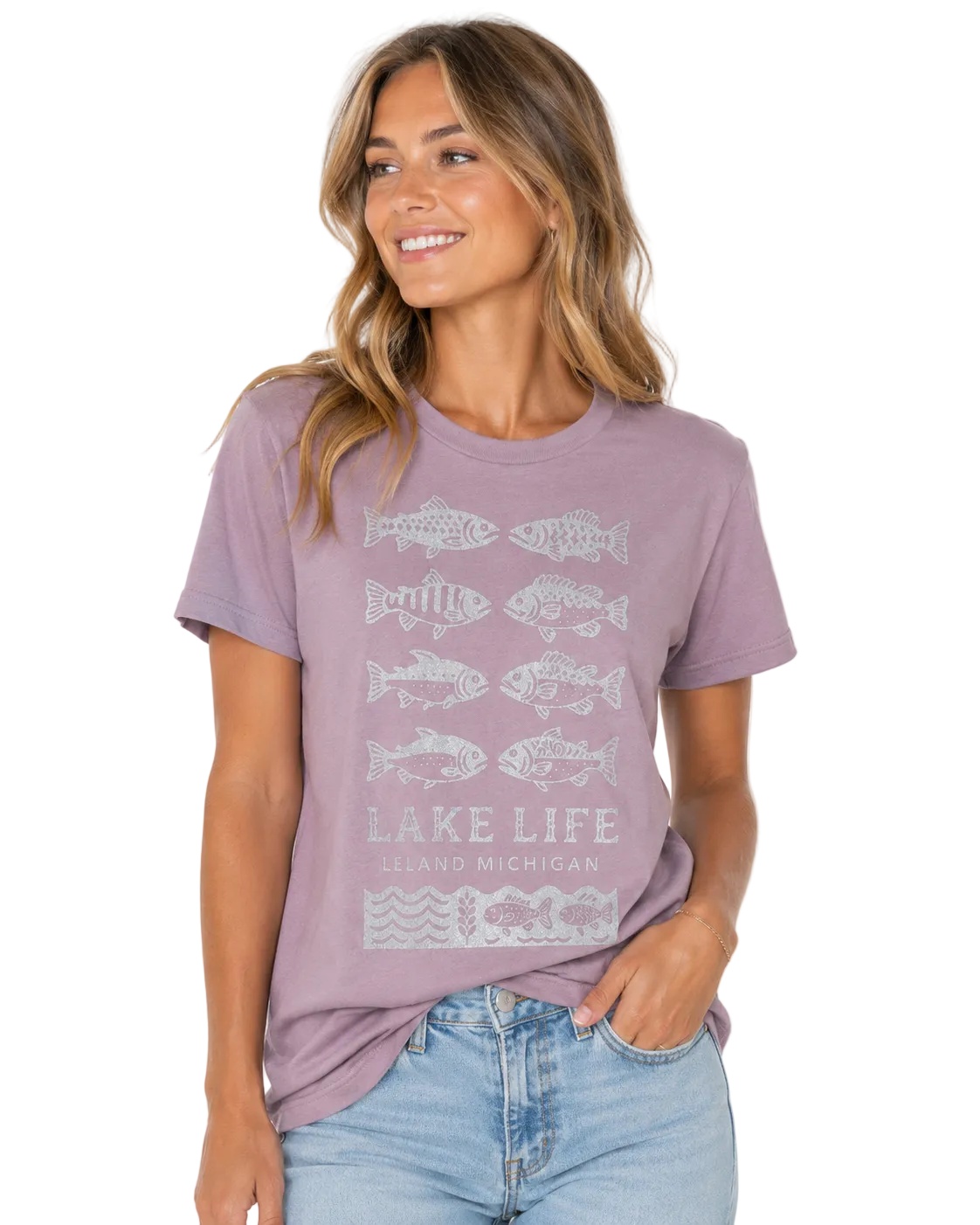 Lake Life Tee (Metallic/Lilac)