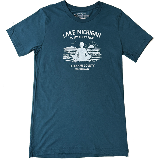 Lake Michigan Is My Therapist Tee (White/Teal)